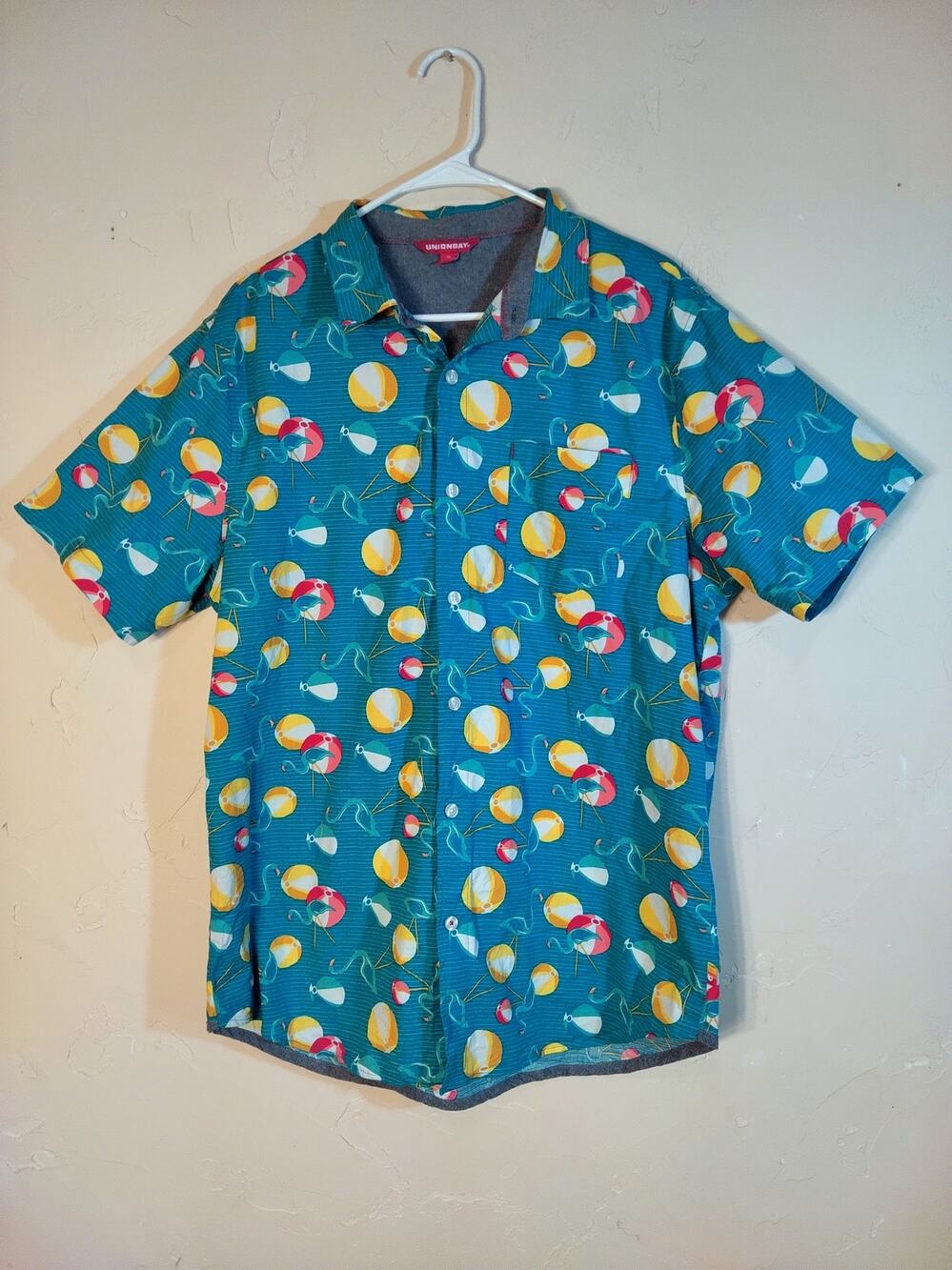 Union Bay Beach Balls and Flamingos Button-up Shirt